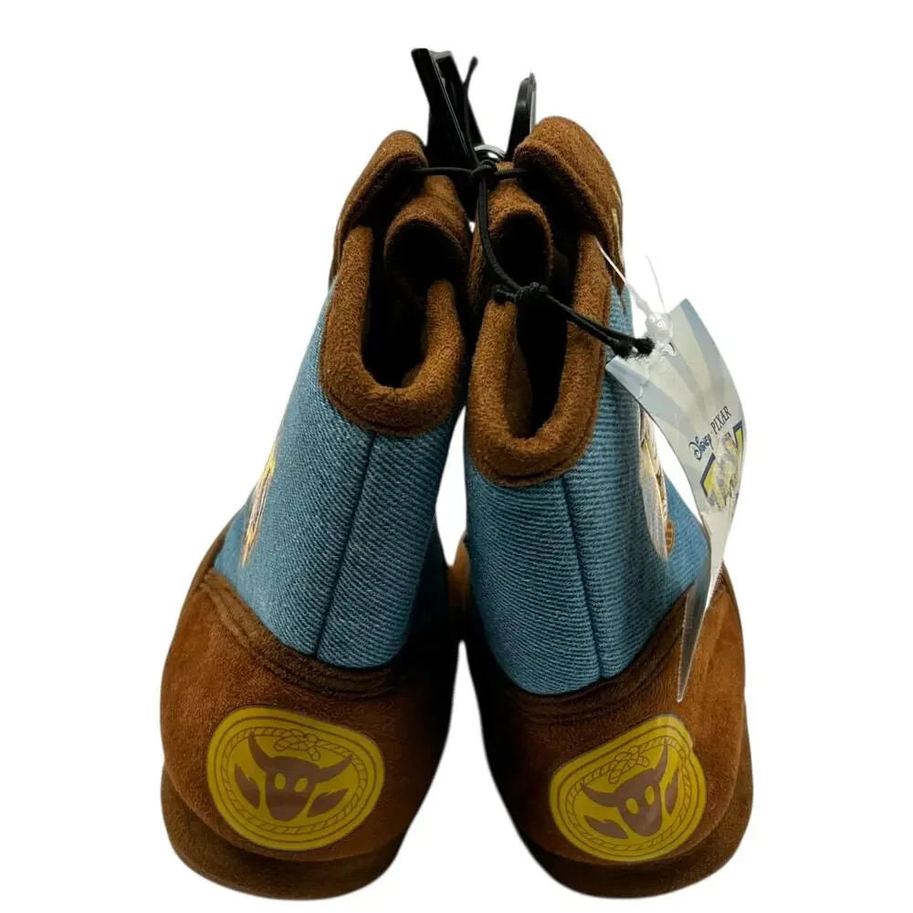 Disney Pixar Boy's Brown Toy Story Woody Cowboy‎ Nonslip Boot Slippers Size 7-8